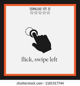 flick, swipe left sketch vector icon