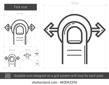 Flick vector line icon isolated on white background. Flick line icon for infographic, website or app. Scalable icon designed on a grid system.