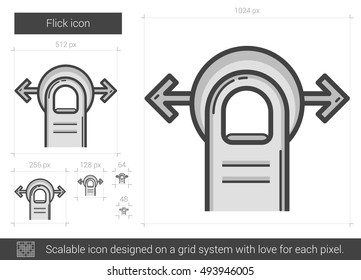 Flick vector line icon isolated on white background. Flick line icon for infographic, website or app. Scalable icon designed on a grid system.