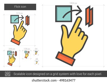 Flick vector line icon isolated on white background. Flick line icon for infographic, website or app. Scalable icon designed on a grid system.