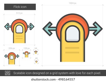 Flick vector line icon isolated on white background. Flick line icon for infographic, website or app. Scalable icon designed on a grid system.