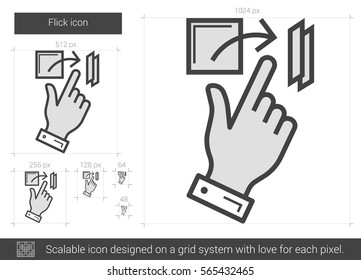 Flick vector line icon isolated on white background. Flick line icon for infographic, website or app. Scalable icon designed on a grid system.