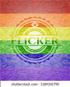 Flicker on mosaic background with the colors of the LGBT flag