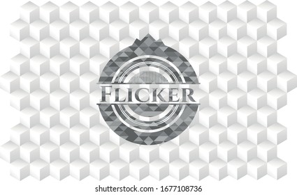 Emblema gris realista parpadeo con fondo blanco cubo