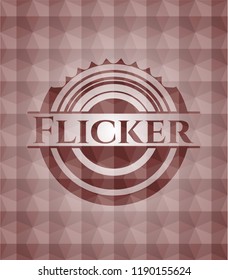 Flicker red seamless emblem with geometric pattern background.