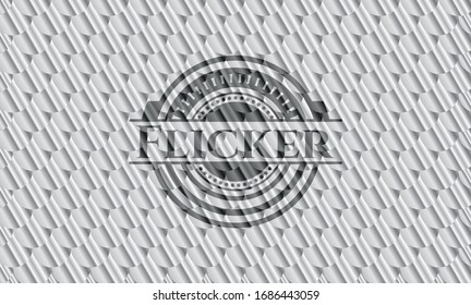 Flicker silver color emblem. Scales pattern. Vector Illustration. Detailed.