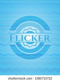 Flicker sky blue water wave emblem. Vector Illustration. Detailed.
