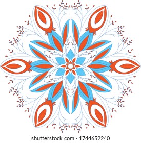 Mandala de color parpadeante en colores azul y naranja. Ilustración del vector