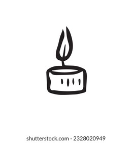 In the flickering glow of this doodled candle, find solace and serenity. Let its warm light illuminate your path and bring a sense of calm. Vector black and white illustration of a small candle.