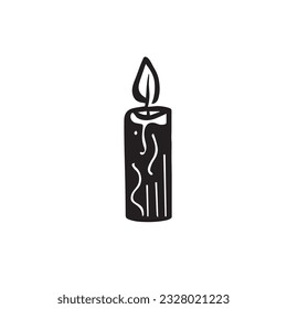 In the flickering glow of this doodled candle, find solace and serenity. Let its warm light illuminate your path and bring a sense of calm. Vector black and white illustration of a long candle.