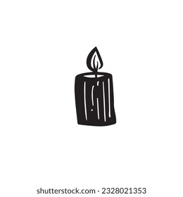 In the flickering glow of this doodled candle, find solace and serenity. Let its warm light illuminate your path and bring a sense of calm. Vector black and white illustration of a candle.