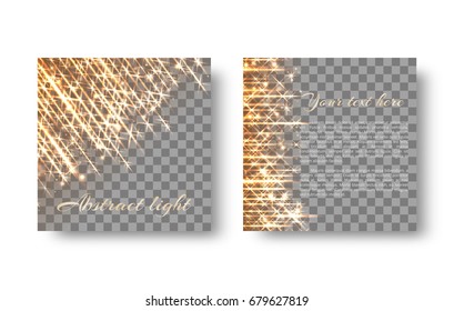 Flickering golden sparks, rays and particles for a Christmas decoration on a transparent backdrop.