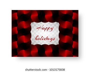 Flickering invitation Christmas card with shiny red circles and a conical gradient on a translucent backdrop