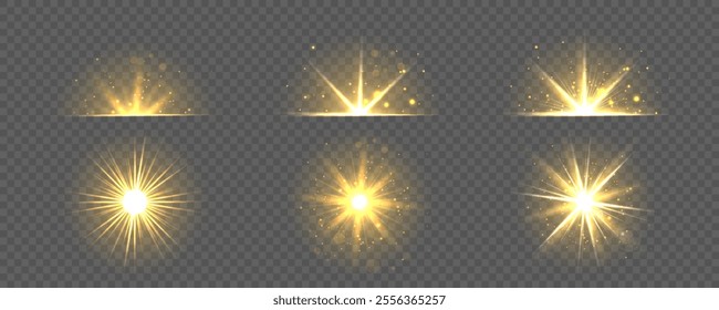 Flickering Light Explosion: Brilliant Flash Effect with Sparkling Rays for Transparent Backgrounds