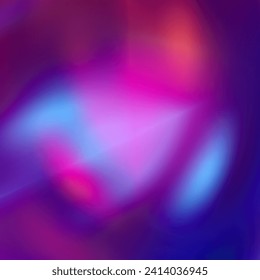 Flickering light glare by blue, vivid cerise and fuchsia colors on dark magenta background. Blurred vector graphic pattern