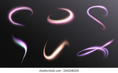 Flickering purple neon light effect. Curve line light effect for web design, gaming industry scenery, advertising marketing, holiday design.