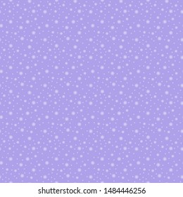 Flickering seamless pattern on a purple background. Dots and transparent white circles. Vector background with sparkles, shine and twinkle.