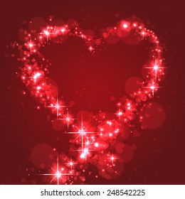 Flickering Shape of Heart for Lovers.Vector Illustration