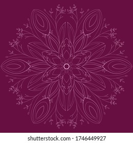 Flickering vector mandala. Design for henna tattoo, coloring book. Decorative round ornament. Anti-stress therapy pattern. Yoga logo, background for meditation poster. Unusual flower shape. 