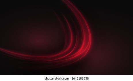 Flickering waves with light effect isolated on black background. Abstract motion. Neon glowing curves strewn with sparks in dark space