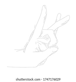 flicking hand style. hand sign. hand drawn illustration, vector illustation