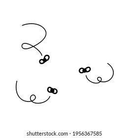 Flies doodle, a hand drawn vector doodle of a group of fly flying around leaving trails behind them because of dirty or unsanitary condition, isolated on white background.