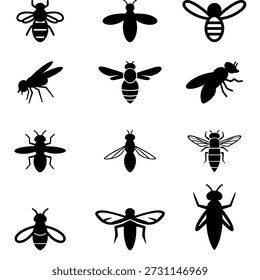 flies image collection hand drawn transparent vector bees, wasp pattern 