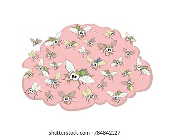 Flies on a puddle of jam