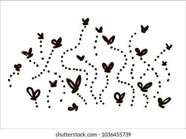 Flies simple sketch illustration on white background