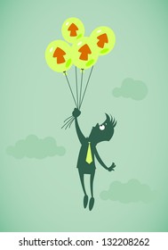 Flies up in the sky. Vector illustration on a background