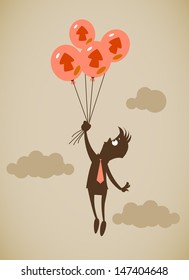 Flies up in the sky. Vector illustration on a background