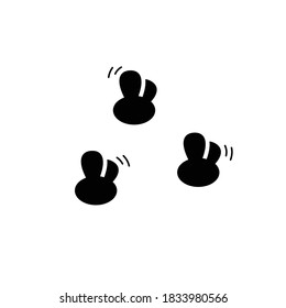 Flies. Small flying blackfly or midge, silhouette icon. Black simple illustration of insect, bug. Flat isolated vector pictogram on white background