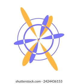 Flight, aerospace icon. Dynamic energy of propeller, abstract techno element for modern and retro technological design. Simple color vector pictogram isolated on white background