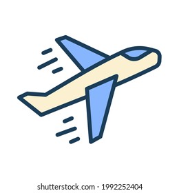 flight airplane single isolated icon with filled line style