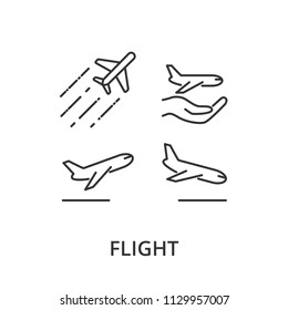 Flight, airplane vector icons