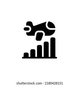 Vector de imágenes, logotipo e icono sólido de Glifo de mercado analítico de vuelo