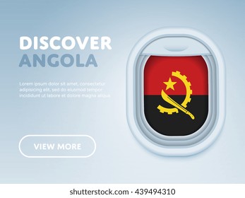 Flight to Angola traveling theme banner design for website, mobile app. Modern vector illustration. Vacation. Tourism concept. Travel banner. Adventure in Angola. Journey concept.