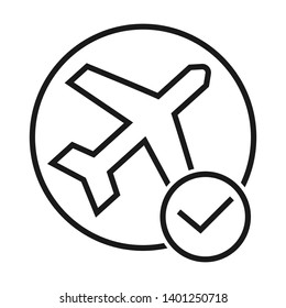 Flight approved icon. Simple design. Line vector. Isolate on white background.