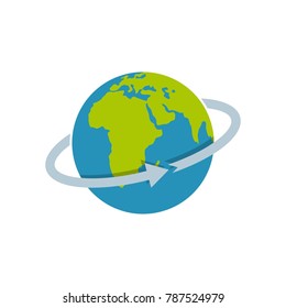 Flight around world icon. Flat illustration of flight around world vector icon isolated on white background
