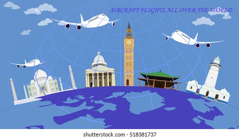 Flight around the world/Comfortable and interesting trip around the world on an airplane