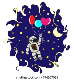 The flight of an astronaut on balloons