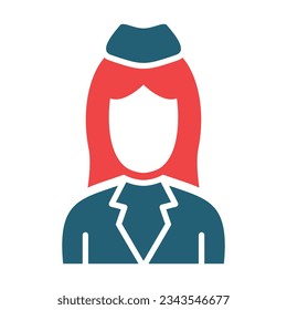 Flight Attendant Glyph Two Color Icon For Personal And Commercial Use.
