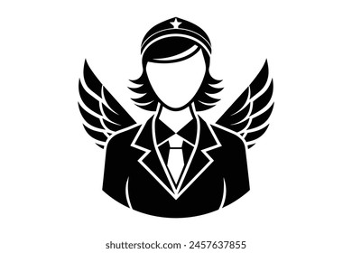 flight attendant icon silhouette on white background