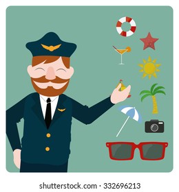 flight attendant illustration over color background