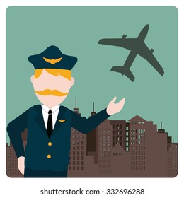 flight attendant illustration over color background