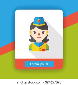 Flight Attendant Occupation Character Flat Icon