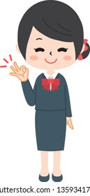Flight attendant showing OK pose