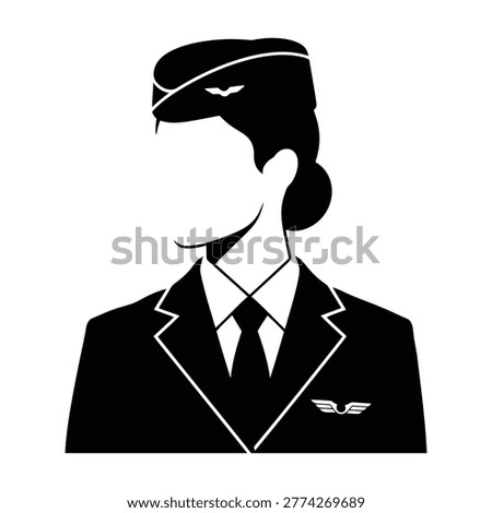 Flight attendant uniform silhouette with headset Vector