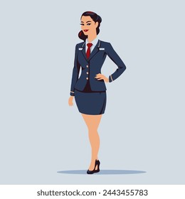 Flight Attendant Vector Art Airline, Occupation, Travel, Uniform, Icon.