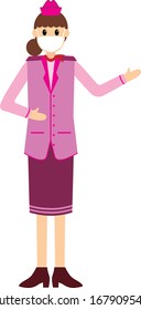 A flight attendant wears a mask to cover his mouth. one way to prevent from viruses. vector illustration